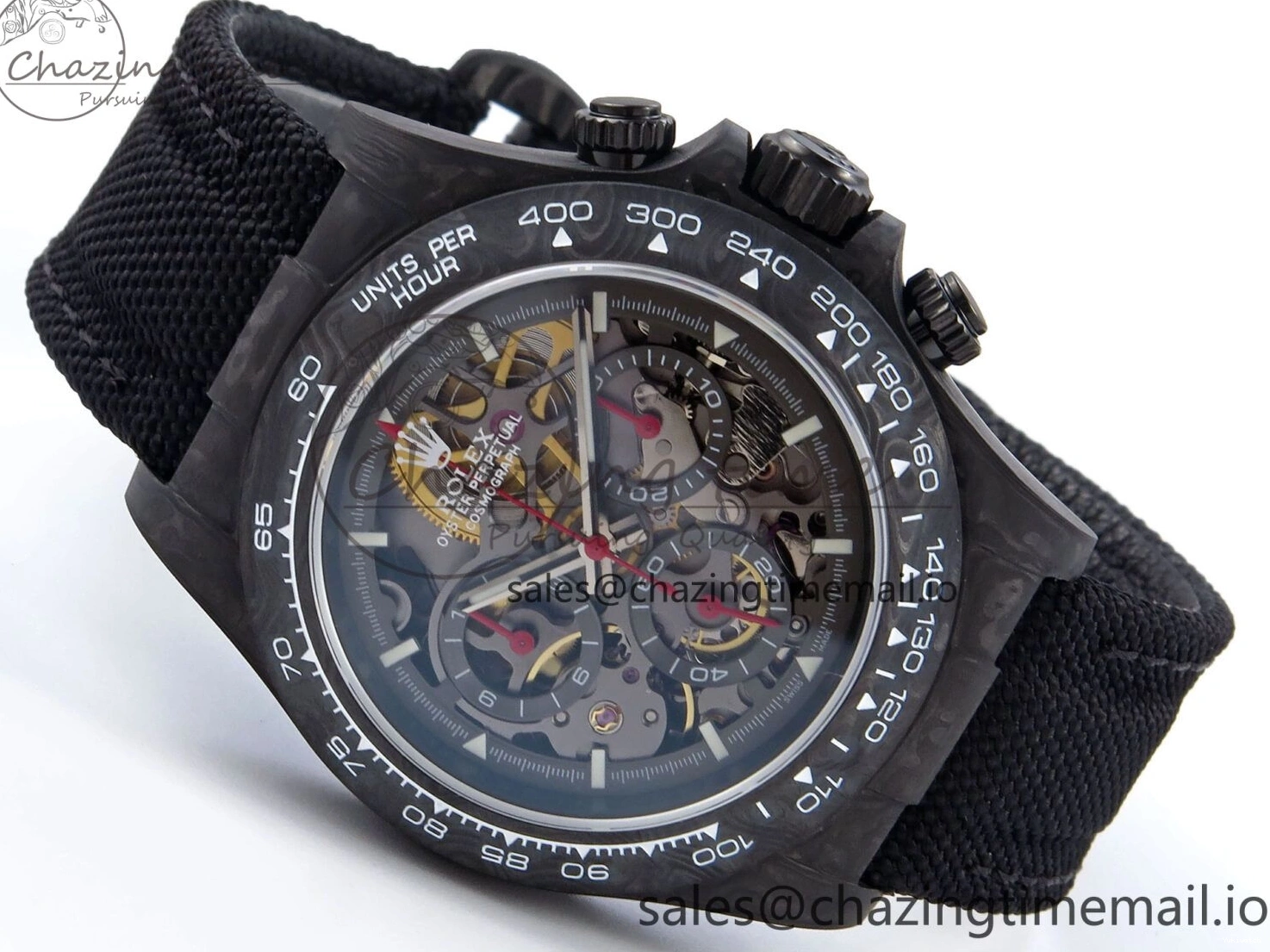 Best 40mm N6F Skeleton Black DD4801 Daytona Dial Gray Diw 1:1 Strap Edition Nylon 1126